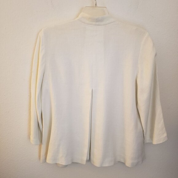 Eileen Fisher White Linen/Cotton Blend Open Front A-Line Jacket Size L* GUC - Picture 6 of 11
